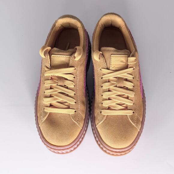 Puma Fenty Cleated Creeper Suede Platform Sneakers Yellow Women 5.5 / Youth 4 - Picture 4 of 13